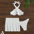 thumbnail image 6 of Puntoco Swimsuit for women 2025 Clearance Women's Solid Color Backless Three Piece Bikini Set White M(M), 6 of 9