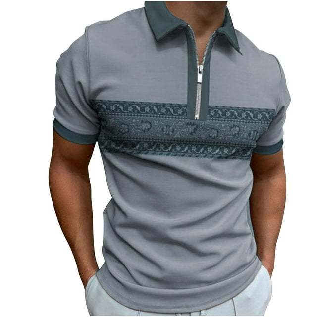 Camisetas con Cuello en V Hombres de Moda Impresa de Manga Corta, Camiseta Casual con Cuello en V para la Primavera Y el Uso Diario