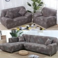 thumbnail image 3 of Sofa Covers for L Shape, 2 Pieces Polyester Fabric Stretch Slipcovers 3 Seater (70"-90"), 2 Pieces Pillow Covers for Sectional Sofa, 3 of 10