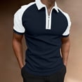 thumbnail image 2 of iOPQO Polo Shirts For Men Male Summer Solid Patchwork T Shirt Turn Down Collar Raglan Sleeve Tops T Shirt Mens Polo Shirts Navy + 3Xl, 2 of 4