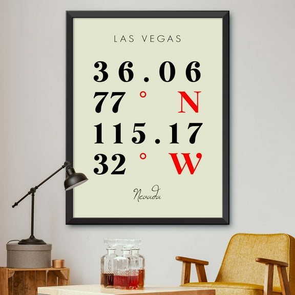 Map of Las Vegas, Nevada, Multiline Coordinates Colored (8x10)