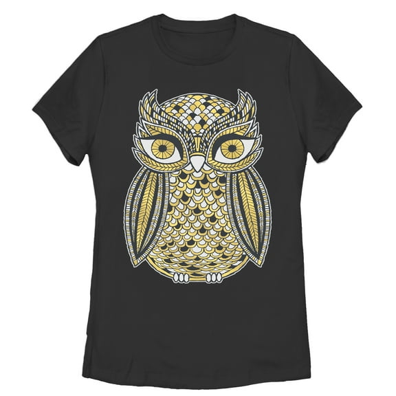 Women's Lost Gods Golden Owl  Graphic Tee Black X Large