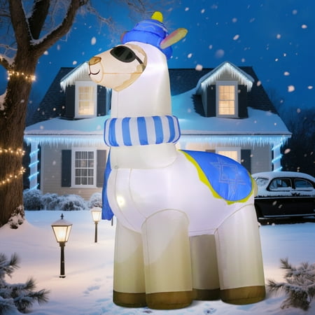 6FT Hanukkah Inflatable Llama with Star of David & Menorah - LED Light Up Chanukah Blow Up Decor for Outdoor Yard & Party