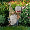 thumbnail image 4 of Estatua Enana Resina enano jardín estatua lámpara solar elfo gnomo escultura ornamento jardín decoración, 4 of 7