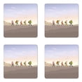 thumbnail image 1 of Travel Coaster Set of 4, Young Men and Women Walking on the Mountains, Square Hardboard Gloss Coasters, Standard Size, Multicolor, by Ambesonne, 1 of 2