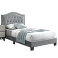 thumbnail image 1 of Pemberly Row Twin Velvet Fabric Upholstered Bed Frame with Slats, Gray, 1 of 9