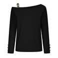thumbnail image 6 of Idoravan Women's Plus Size Tops Womens Casual Round Neck Solid Color Leaking Shoulder Long Sleeve Pullover Tops Blouses, 6 of 9