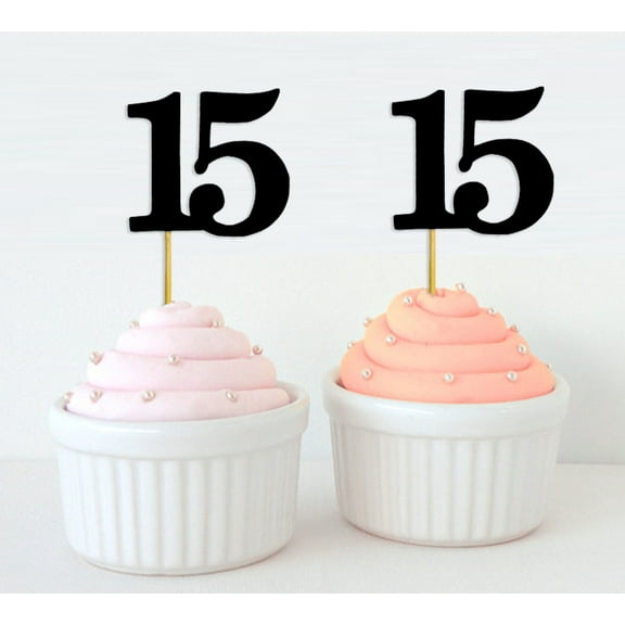 Darling Souvenir, Quinceanera 15th Birthday Cupcake Toppers, Dessert Decorations - Pack Of 20