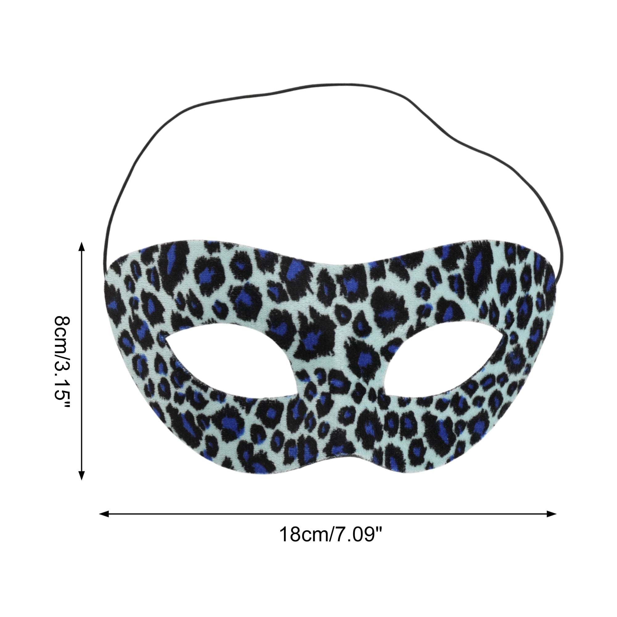 Unique Bargains 1 Pack Leopard Print Party Mask Blue, Black