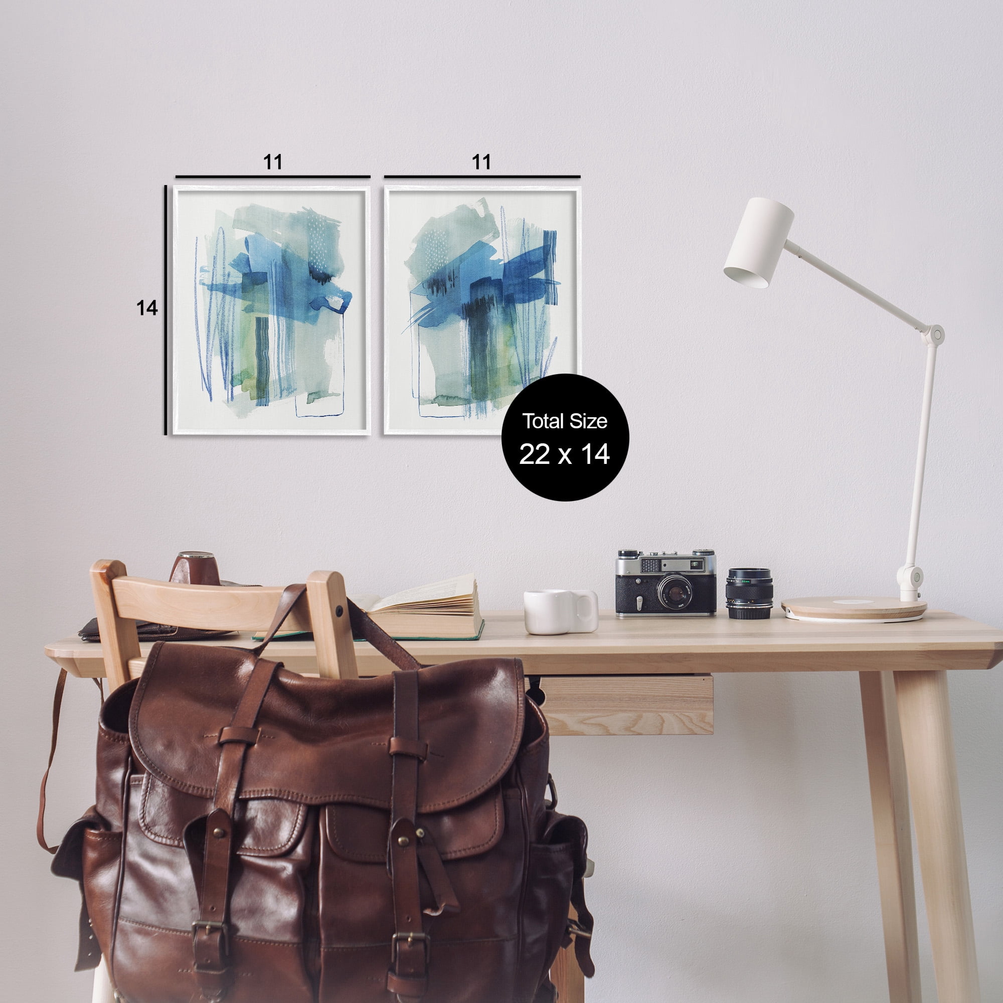 Stupell Industries Chaotic Brushed Watercolor Abstract Painting White Framed Art Print Wall Art, 11 x 14, Set of 2