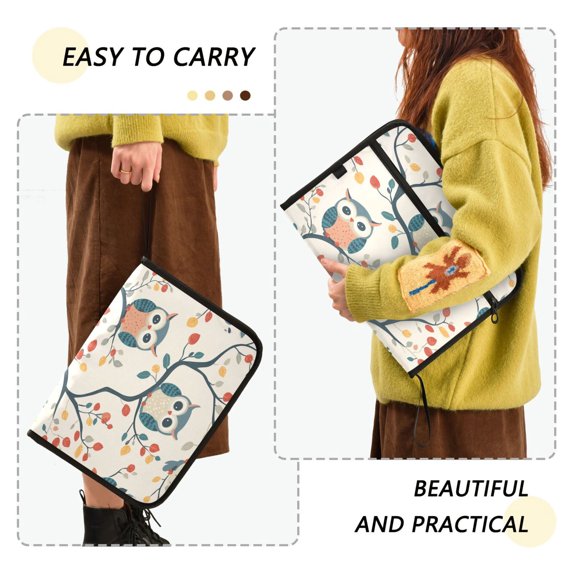 Organ Folder 14.2 x 0.8 x 10.6 Inches 13 Separate Pockets A4 Size Documents Folder A Sort Storage File Manager For The Home Office Colorful Cartoon Owl