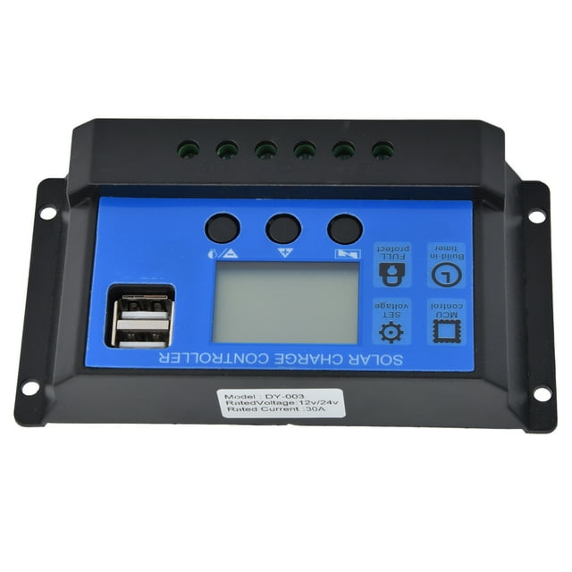 LCD Battery Intelligent Regulator, Solar Charge Controller 12V/24V Dual USB Adjustable For Business For Home 10A,20A,30A