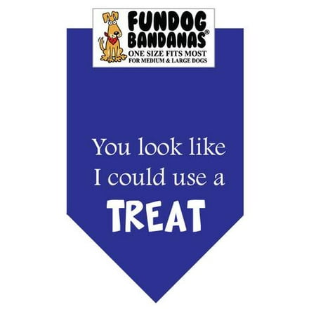 Fun Dog Bandana - Tu ressembles que je pourrais utiliser un Treat - Taille unique pour Med à Lg Chiens, écharpe animal bleu royal