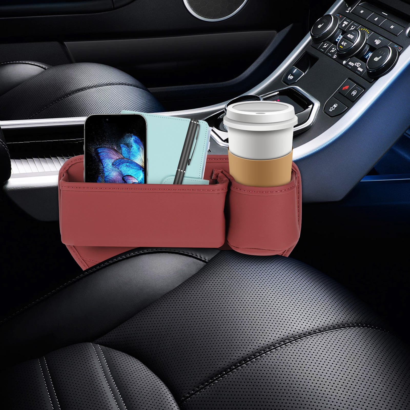 BESTYASH 2-Pack Red Car Side Seat Gap Organizer for Storage and Clutter Prevention of Car Essentials