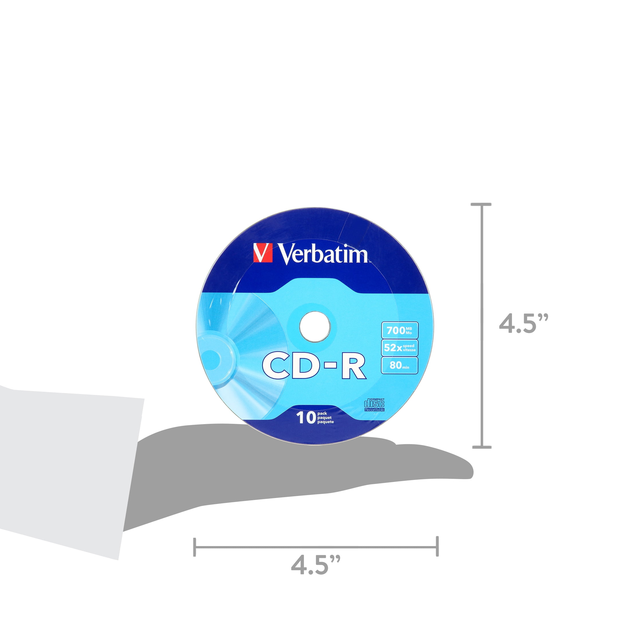 Verbatim CD-R 700MB 80 Minute 52X Recordable Blank Disc 10