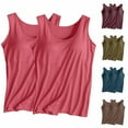 thumbnail image 3 of UYISJ 2PC Women's Padded Built in Bra Tank Tops Solid Color Sleeveless Crew Neck Wireless Bra Tops Tee Casual Plus Size Basic Blouses, 3 of 3