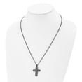 thumbnail image 4 of Chisel Stainless Steel Polished Textured Black Ip-plated Cross Necklace, 4 of 5
