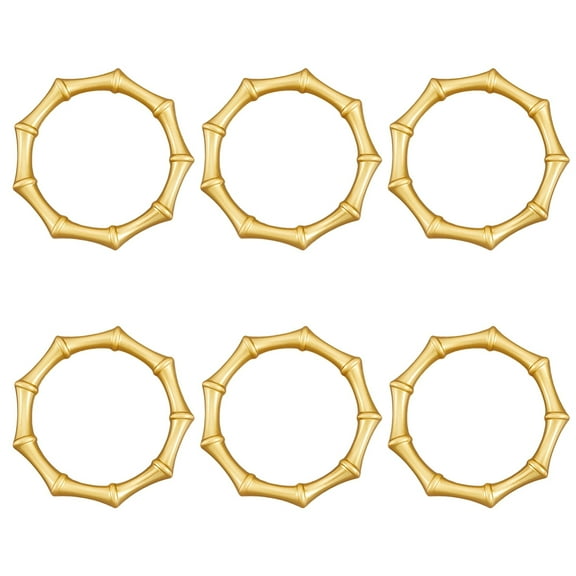 6Pcs Alloy Napkin Rings Gold Napkin Ring Metal Bamboo Joint Shaped Loop Dining Table Settings Guest Towels Decoration Holder for Anniversary Wedding Birthday Christmas Thanksgiving Party DIY