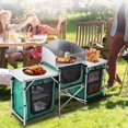 thumbnail image 2 of VEVOR Mesa de camping con 3 bolsas con cierre para camping o cocinas, 2 mesas auxiliares, mesa de camping y cocina, mesa de camping portátil para actividades al aire última intervensión, color verde VEVOR ‎Camping table - green, 2 of 8
