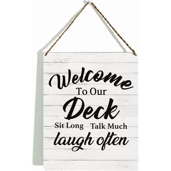 Novelty Welcome to Our Deck Wood Sign, Housewarming Gift, Deck Decorative Farmhouse Home Decor, Front Porch Decor, Porch Decor for Farmhouse, Outdoor Decor, Porch Decor 8x12 Inch