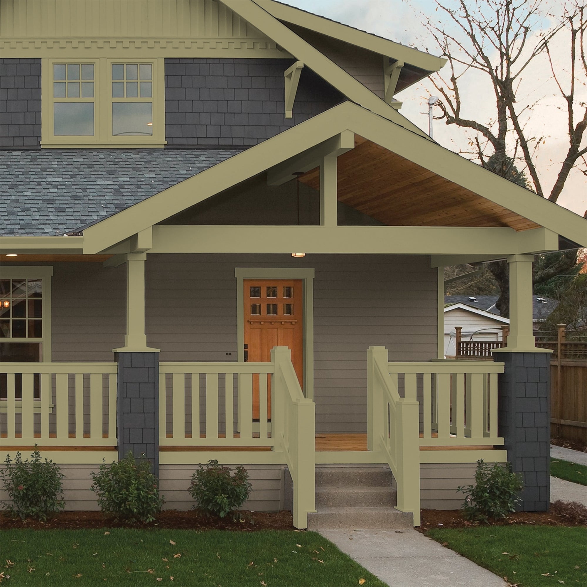 Glidden One Coat Sweet Annie / Green Semi-Gloss Exterior Paint with Primer, 5 Gallon