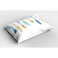thumbnail image 2 of Ambesonne Feather Pillow Sham 2 Pack, Colorful Bird Design, 30"x20", Pale Orange Blue Seafoam, 2 of 3