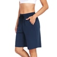thumbnail image 2 of Cadmus Women's Casual Comfy 9" Bermuda Shorts Yoga Walking Running Drawstring Shorts with Pockets, 2 of 7