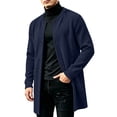 thumbnail image 4 of Jovrlynd Mens Overcoat Long Sleeve Button Fleece Lined Pockets Solid Winter Fashion Long Jacket, S-3XL, 4 of 7