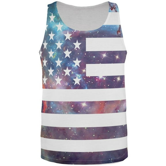 Galaxy American Flag All Over Adult Tank Top