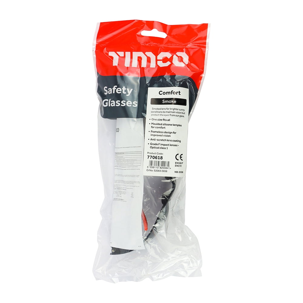 Timco - Comfort Safety Glasses - Smoke (Size One Size - 1 Each)