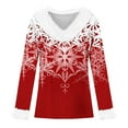 thumbnail image 4 of JFGHDG Christmas Sweater Faux Fur Trim V Neck Sweatshirts Fall Sweatshirt Christmas Tops for Women Tunic Tops Womens Sweatshirt Long Sweatshirts for Women Red XL, 4 of 4