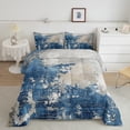 thumbnail image 3 of Manfei Vintage Oil Printing Bedding Comforter Set, Blue Abstract Ombre Twin Comforter Sets, Teens Kids Adult Men Women Reversible Bedding Set, Luxury Bedroom Decor, 2-Piece, 3 of 9