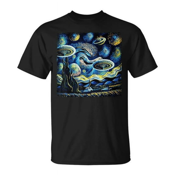 SR Ufo Flying In Starry Night Funny Alien Ufo Extraterrestrial Unisex T-Shirt