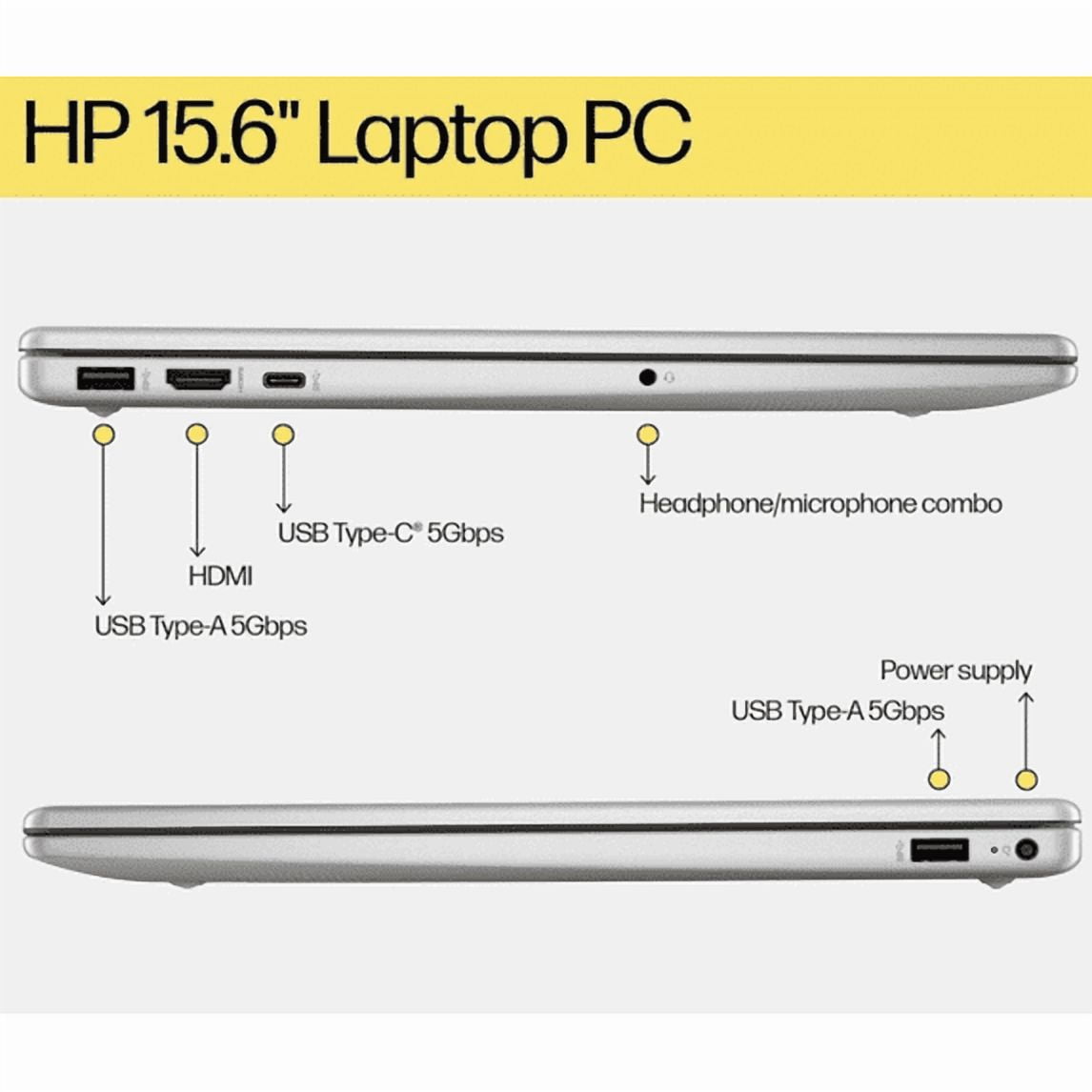 HP 15-fd0001dx 15.6" HD Intel Processor N100 4GB DDR4 128GB UFS Intel UHD Graphics Windows 11 Home in S mode Laptop Silver