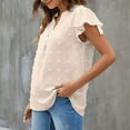 thumbnail image 3 of ZOELNIC Women's Summer V Neck Ruffle Short Sleeve Blouse Business Office Casual Top Shirts,L, 3 of 6