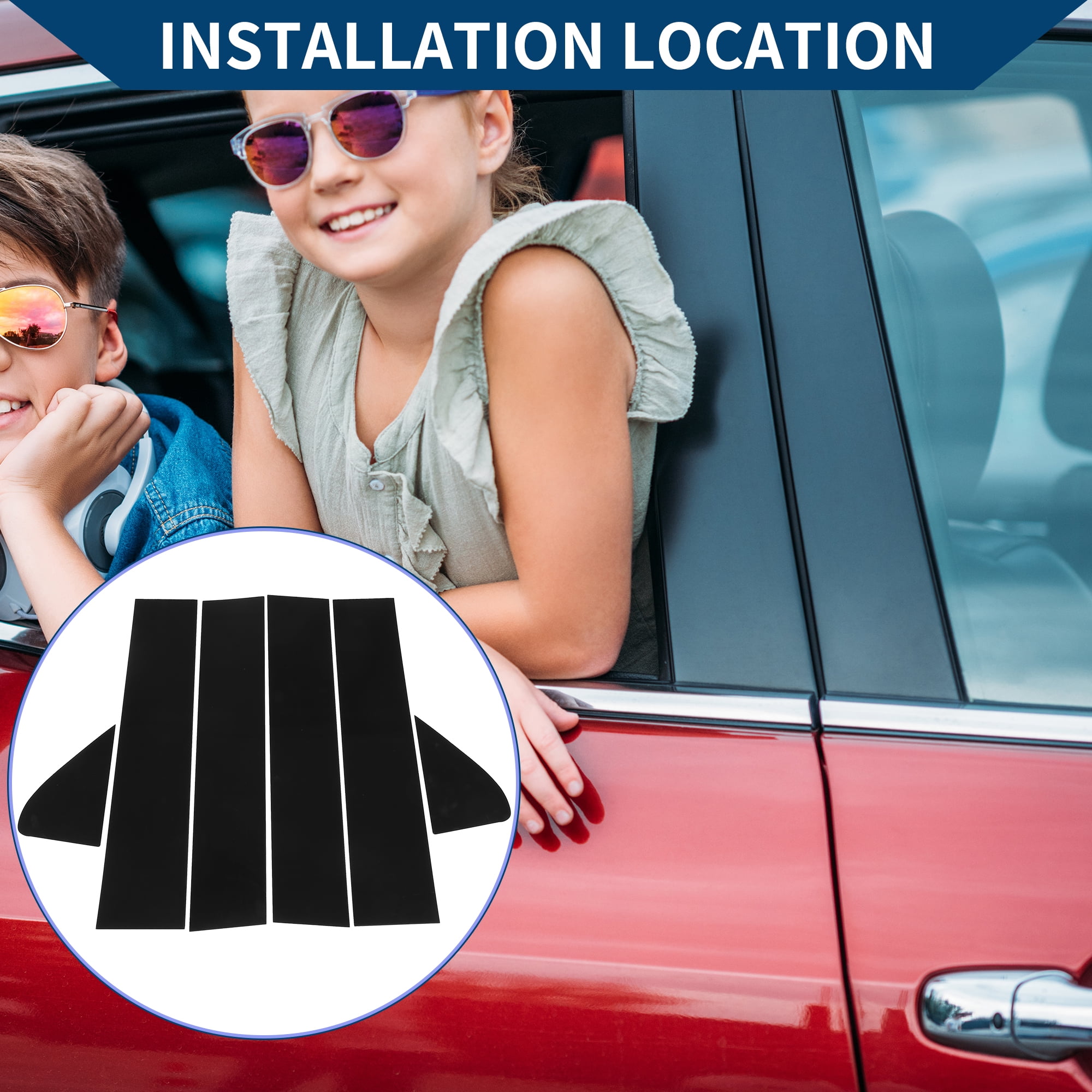 Unique Bargains 6Pcs Anti Scratch Sticker Door Pillar Window Trim Black