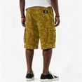thumbnail image 6 of Men Print Corduroy Cargo Shorts Drawstring Elastic Waist Multi Pockets Knee Length Five Inch Casual Shorts For Summer Beach Travel Holiday, 6 of 6