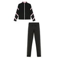 thumbnail image 4 of YiZYiF Kids Girls Sports Suit Long Sleeve Zipper Tops with Sparkly Rhinestones Leggings Gym Suit Skating Costume Pink 10, 4 of 6