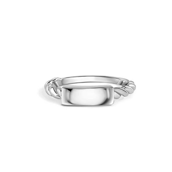 925 Sterling Silver Nickel Free Rhodium Plated Bar Tag Design Ring Jewelry Female Male Unisex Size 6