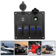 thumbnail image 4 of Interruptor Basculante Marino De 4 Bandas, Interruptor Basculante De Barco 12-24V DC 4.8A LED Impermeable IP66 Puerto De Carga USB Dual Universal Para Camiones ANGGREK Azul, 4 of 8