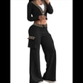 thumbnail image 1 of Conjunto de Dos Piezas para Mujer: Blazer Corto, Chaqueta y Pantalón de Trabajo de Cintura Alta y Pierna Negro XL, 1 of 3