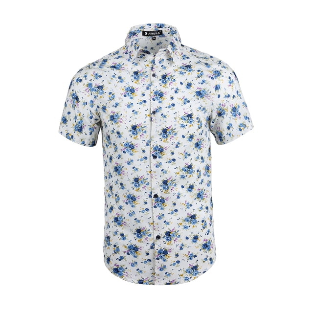Unique Bargains Men's Short Sleeve Button Front Beach Hawaiian Shirt