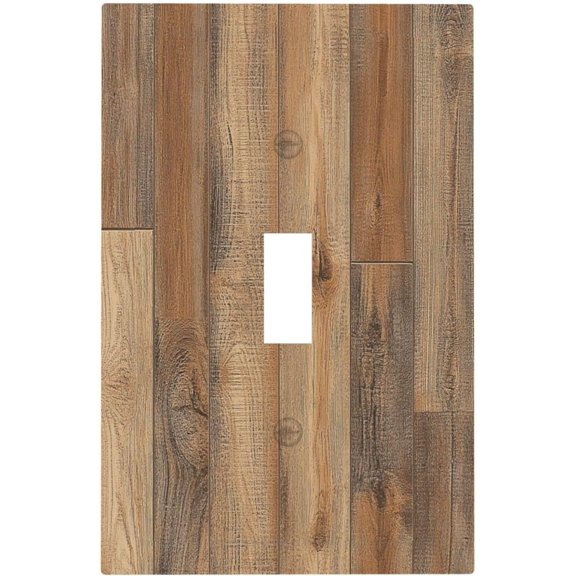 Decorative Light Switch Cover Retro Rustic Brown Wood Grain 1 Gang Single Toggle Device Electrical Faceplate Switchplates Decorator Outlet Wall Plate For Farmhouse Cabin Decor