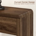 thumbnail image 3 of Aufeile Curved Console Table, 55" Farmhouse Entryway Table with 3 Drawers and Open Shelf, Sofa Table Behind Couch, Wooden Entry Table for Entrance, Living Room, Hallway, Walnut, 3 of 8