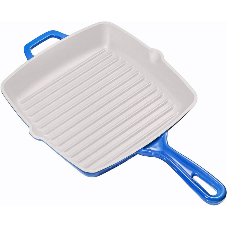 10-Inch Square Enamel Cast Iron Griddle - Stovetop Grill Pan – Marketfleet  Inc.