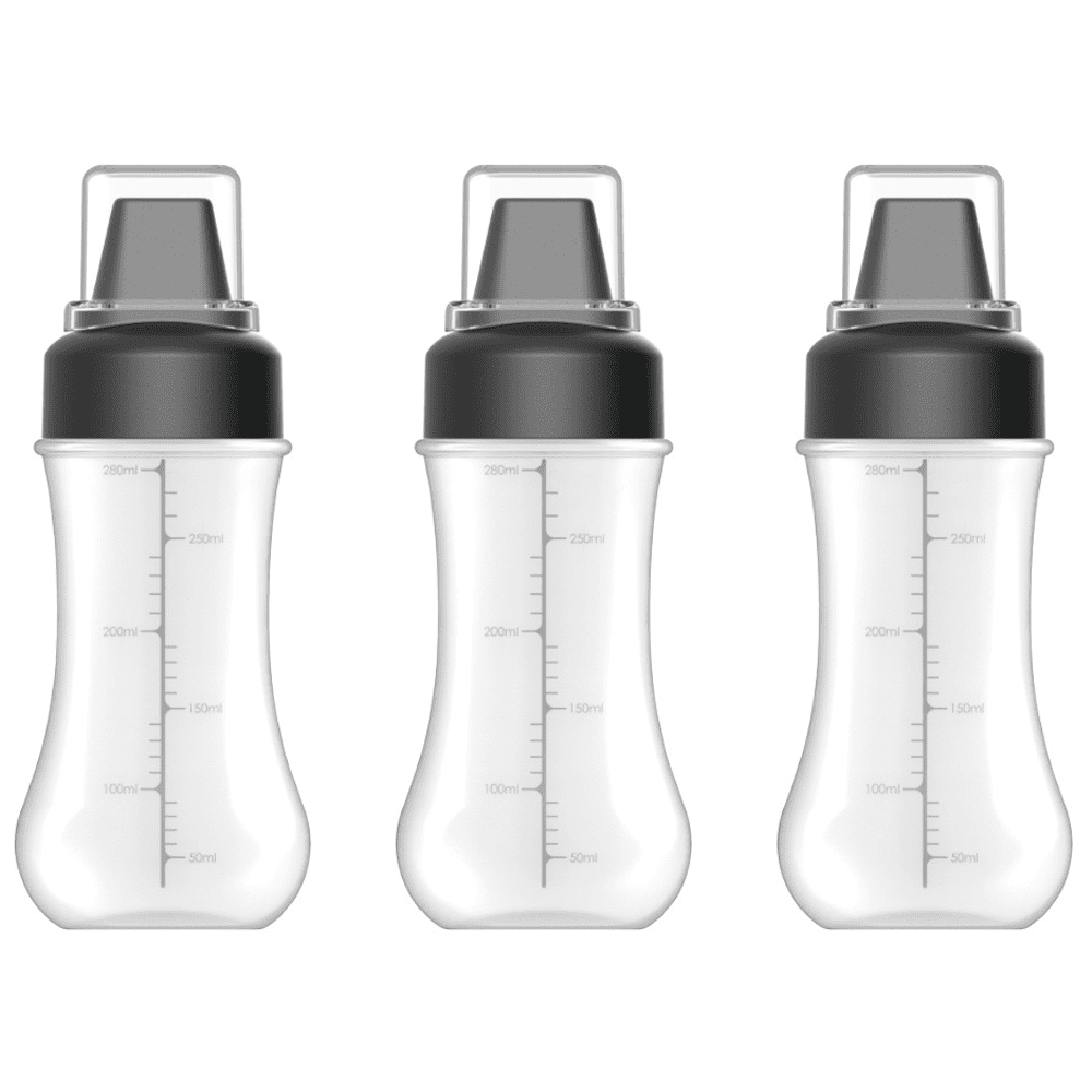 Plastic Condiment Squeeze Bottles with Cap,12 oz,Clear, Pack of 3