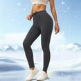 thumbnail image 2 of Ovbmpzd Fleece Women Yoga Pants High Wasited Slim-Leg Gray Petite Leggings Tummy Control Casual Leggings,M, 2 of 6
