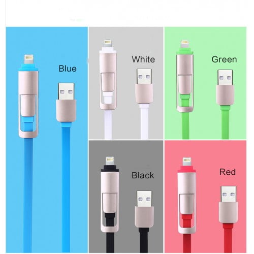 Set of 10 bundle-2-in-1 Lightning to USB Rubber Data Sync Charge Cable(Assorted Color)