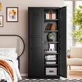 thumbnail image 3 of Letaya Black Storage Cabinet with Adjustable Shelves-Metal Home Kitchen Pantry Cabinets with Doors,Organization Locker for Cupboard/Bedroom/Dining/Living/Bathroom/Office/Garage Room, 3 of 16
