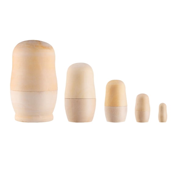 Milisten 1 set of Blank Nesting Dolls Wooden Unpainted Stacking Dolls Tabletop Ornaments